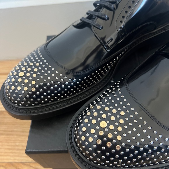 Men's Black Studded Dress Shoes - Picture 3 of 10